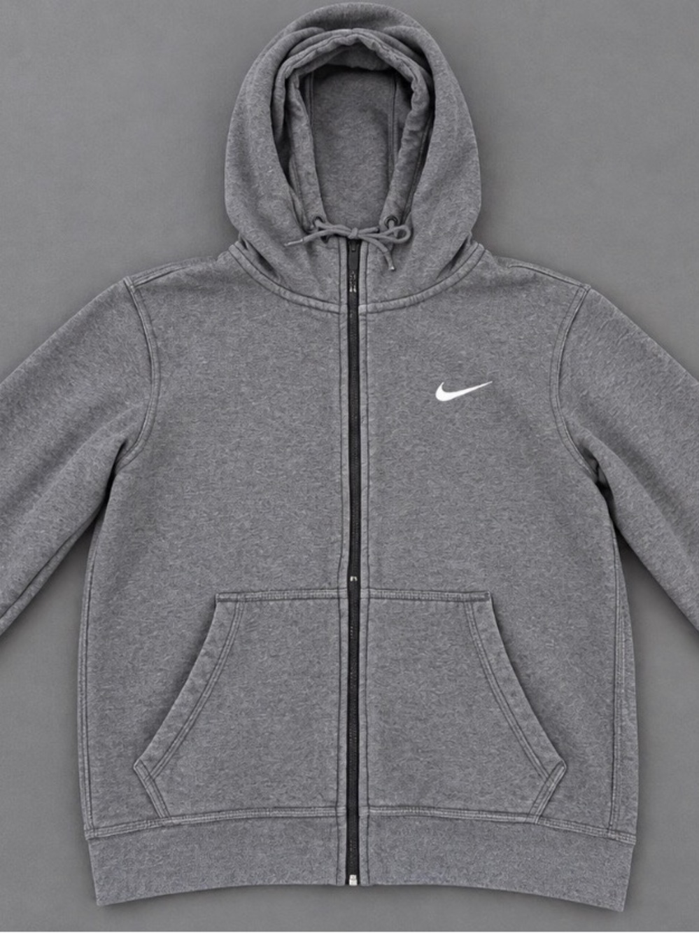 Nike Gray Kids Full-Zip Hoodie with White Swoosh